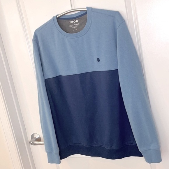 IZOD | Men’s Navy & Baby Blue Crewneck Pullover Stretch Sweatshirt Size Large - Picture 1 of 7